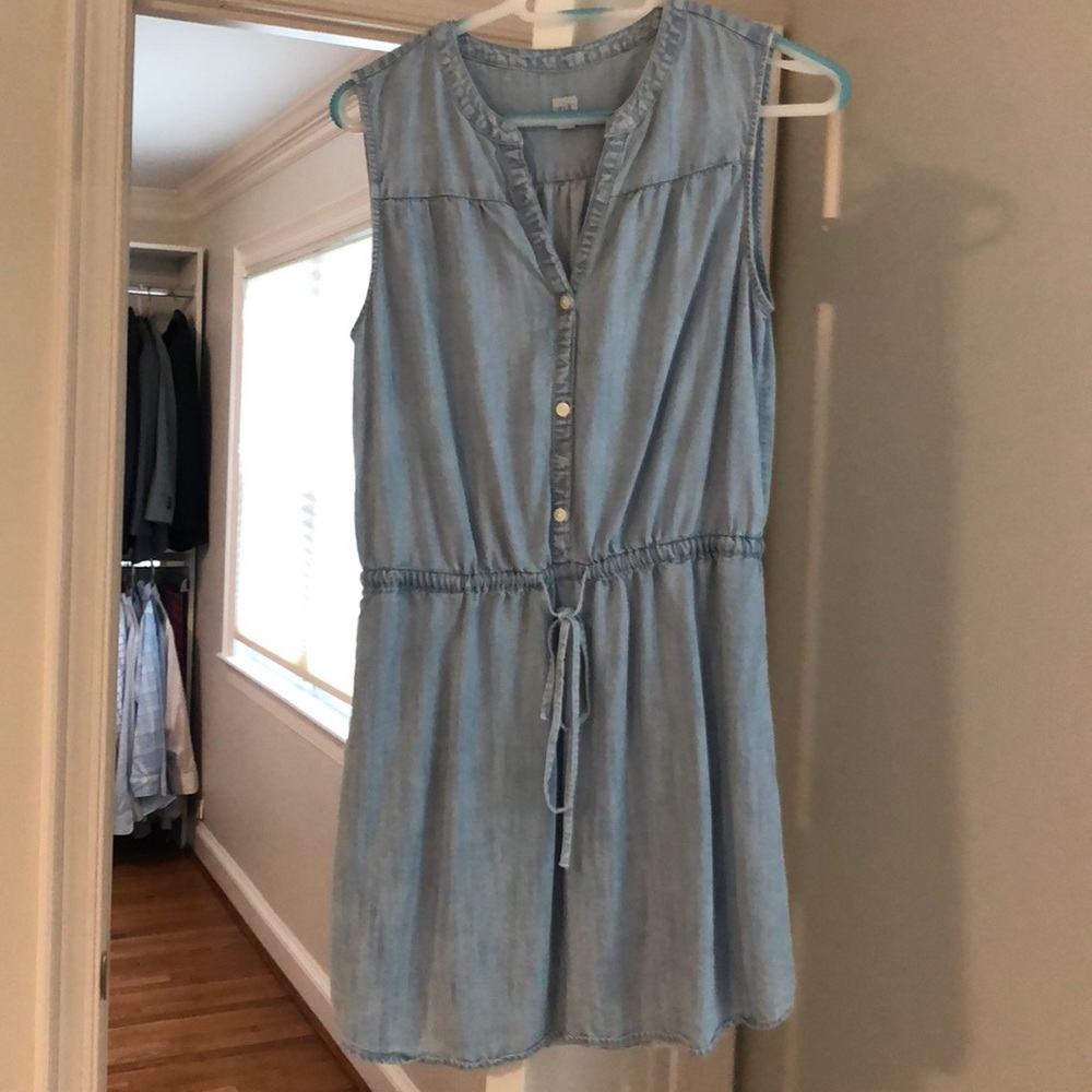 Gap Chambray Drawstring Waist Dress